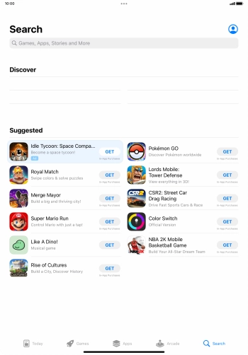 Press the search field. Press the search field.