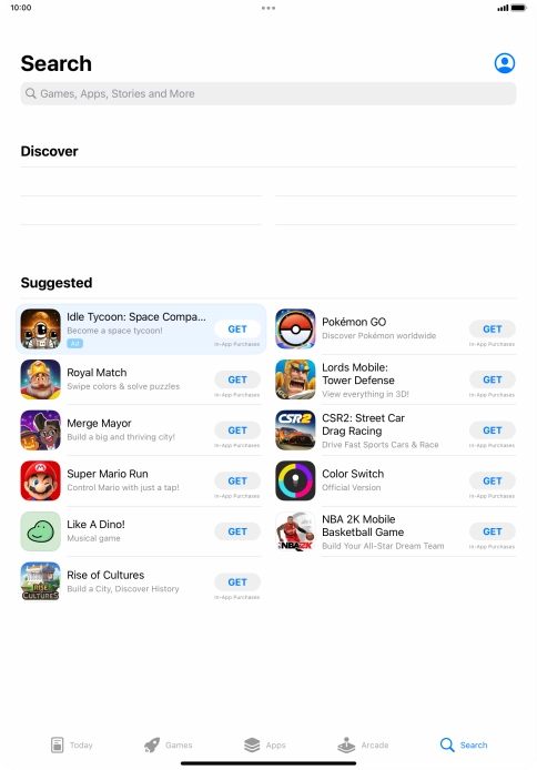 Press the search field. Press the search field.