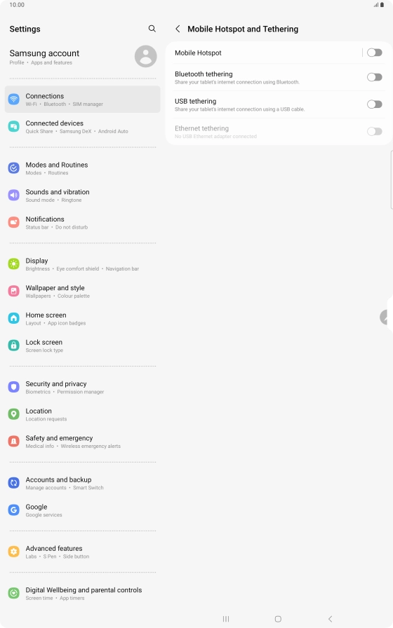 Press Mobile Hotspot. Press Mobile Hotspot.