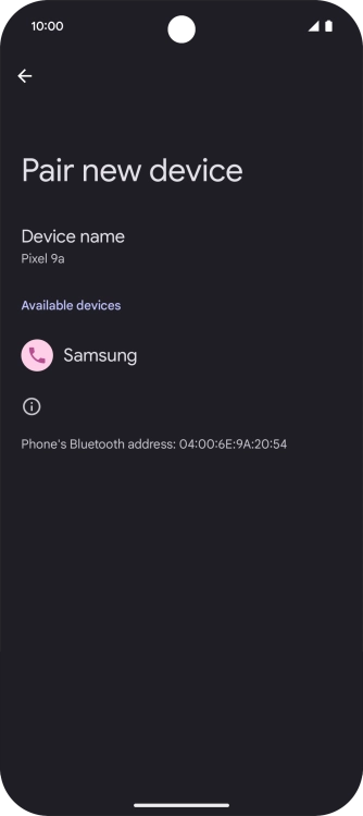 Press the required Bluetooth device and follow the instructions on the screen to pair the device with your phone. Press the required Bluetooth device and follow the instructions on the screen to pair the device with your phone.