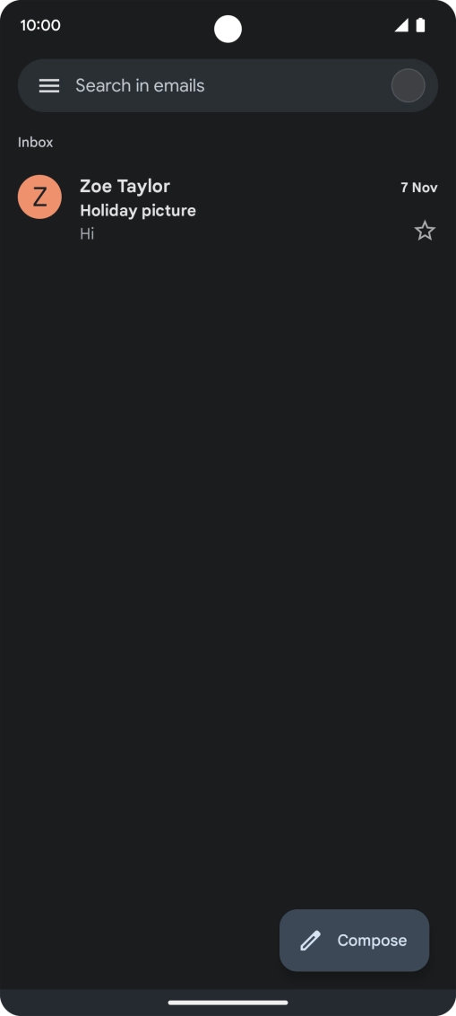 Press the email account icon. Press the email account icon.