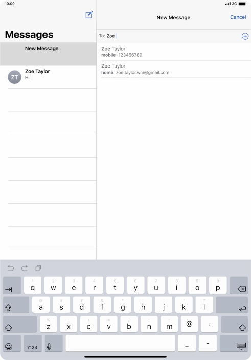 Press the required contact. Press the required contact.