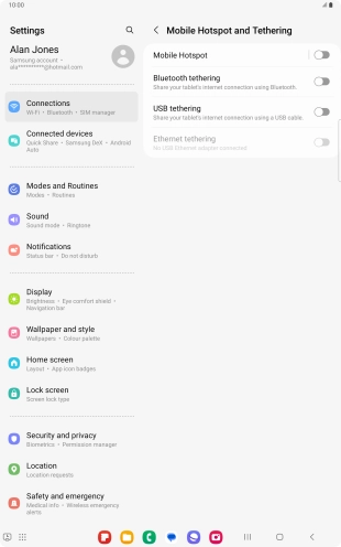 Press Mobile Hotspot. Press Mobile Hotspot.