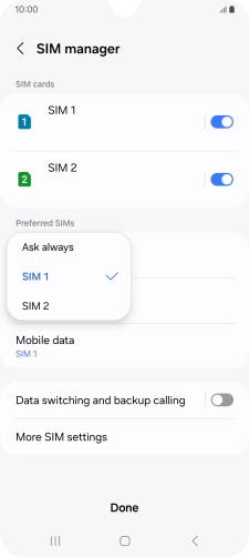 Press the required setting. Press the required setting.