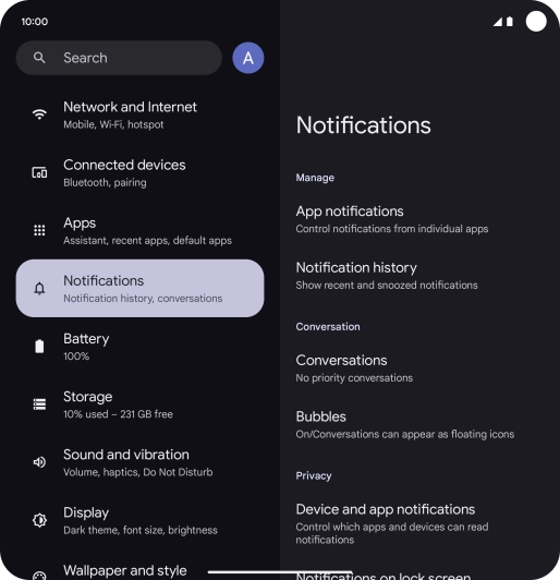 Press App notifications. Press App notifications.