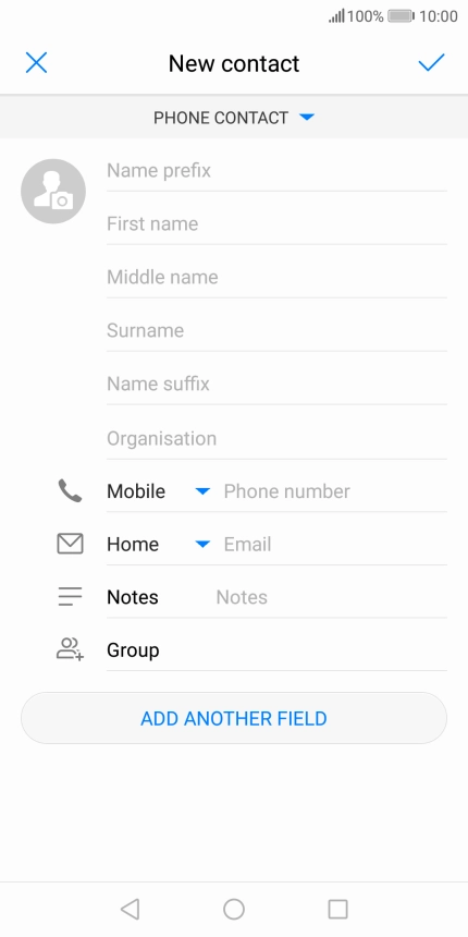 Press First name and key in the required first name. Press First name and key in the required first name.