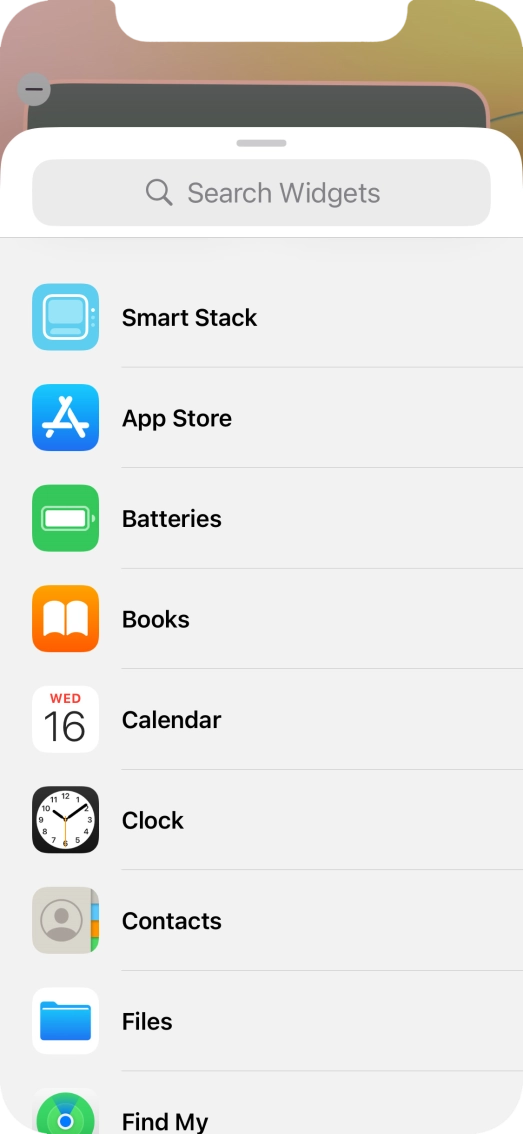 Press the required widget. Press the required widget.
