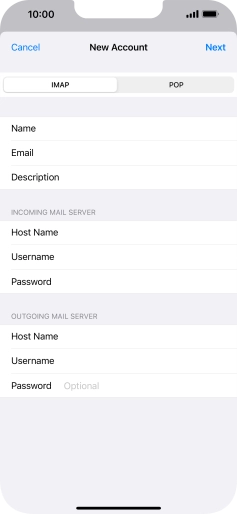 Press Password and key in the password for your email account. Press Password and key in the password for your email account.