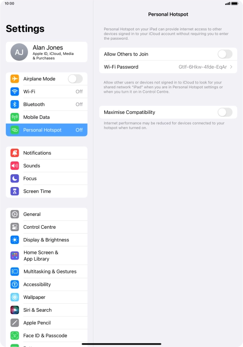 Press Wi-Fi Password and key in the required password. Press Wi-Fi Password and key in the required password.