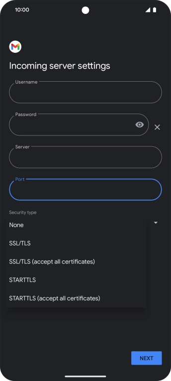 Press SSL/TLS. Press SSL/TLS.