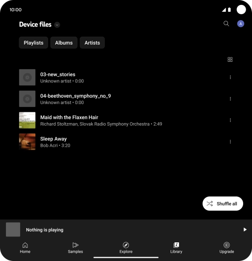 Press the required audio file. Press the required audio file.