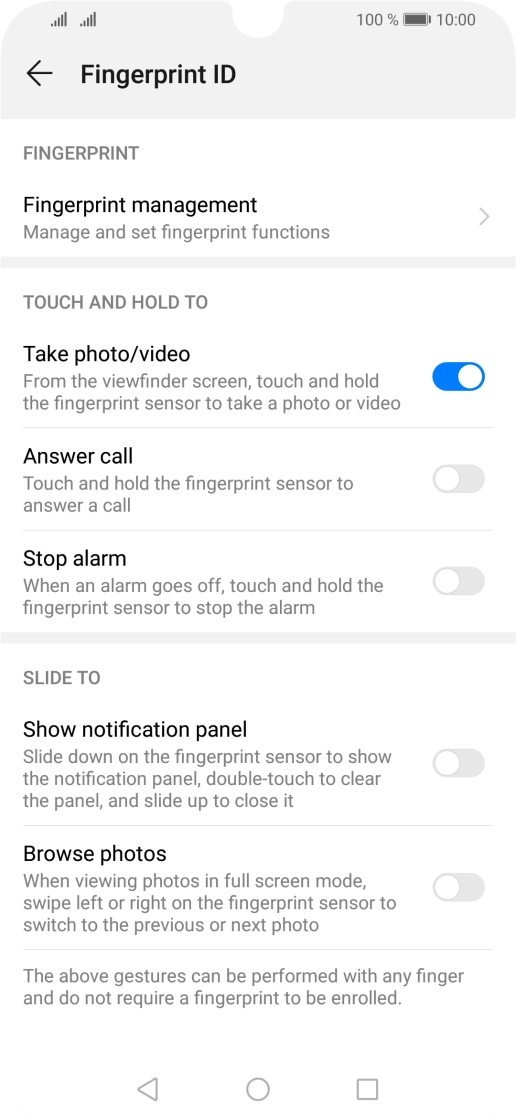 Press Fingerprint management. Press Fingerprint management.
