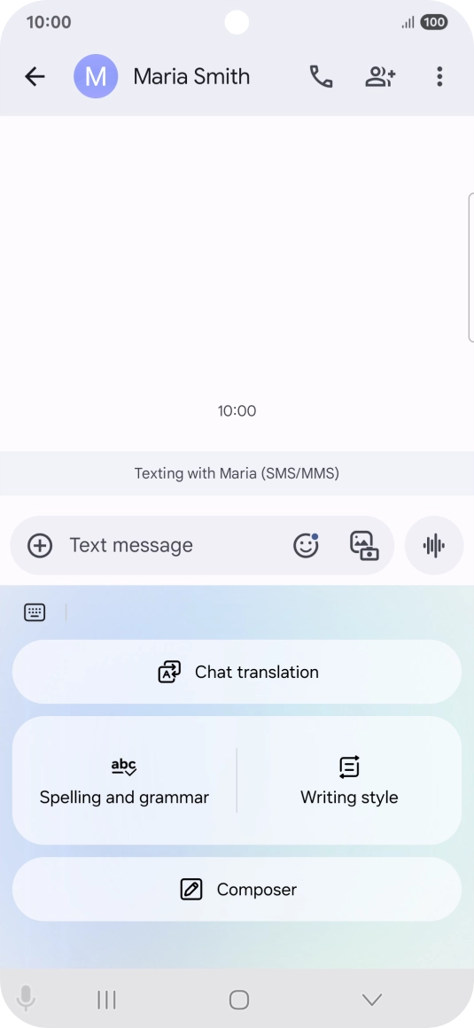 To generate a text, press Composer and follow the instructions on the screen to use the function. To generate a text, press Composer and follow the instructions on the screen to use the function.