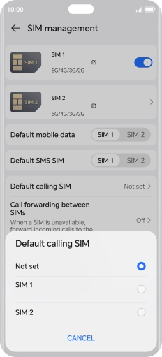 Press the required setting. Press the required setting.