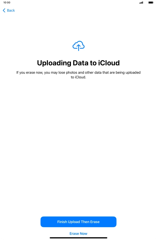 Press the required setting. Press the required setting.
