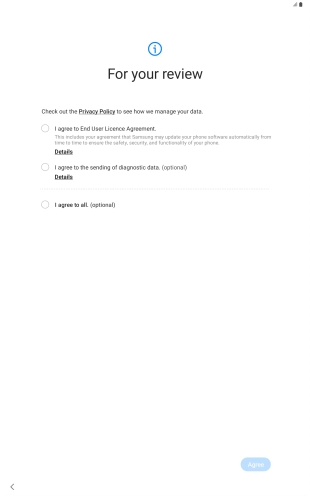 Press the fields next to the required settings to select them. Press the fields next to the required settings to select them.