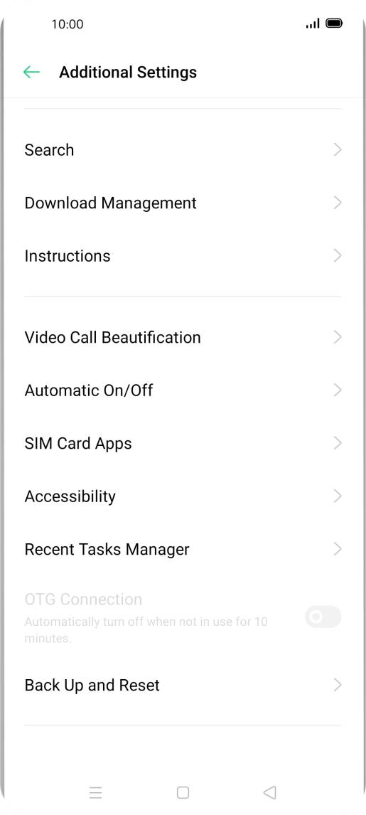 Press Back Up and Reset. Press Back Up and Reset.