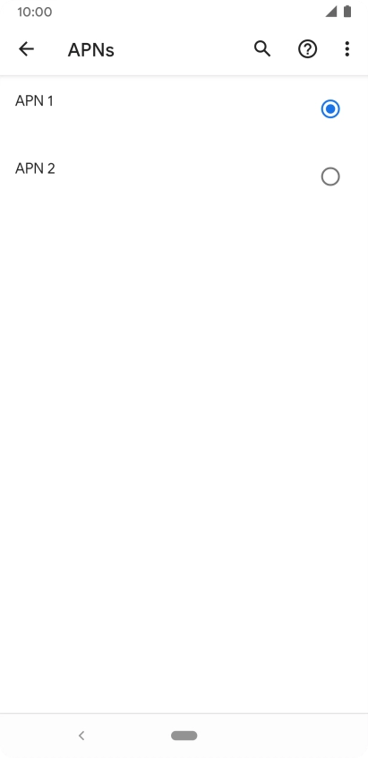 Press the field next to the required data connection to activate it. Press the field next to the required data connection to activate it.