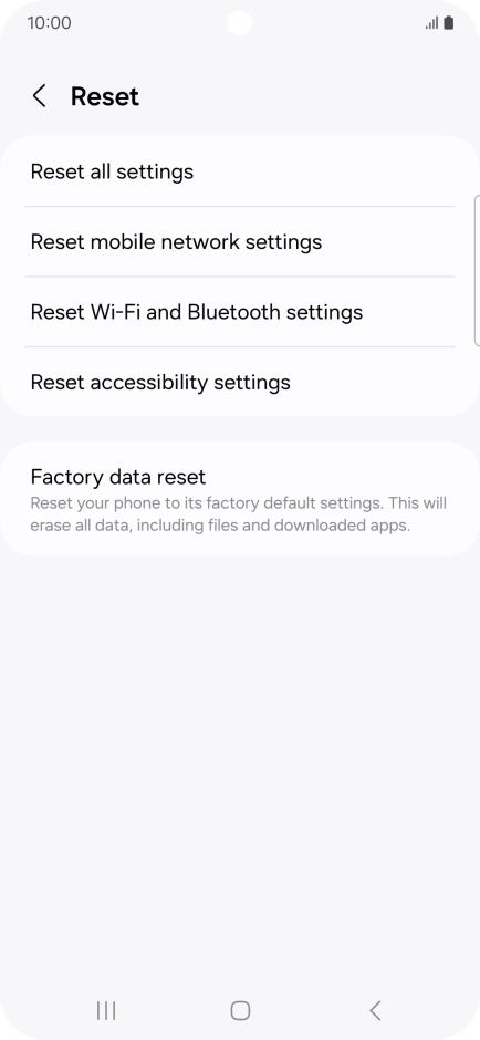Press Reset mobile network settings and follow the instructions on the screen to reset the mobile network settings. Press Reset mobile network settings and follow the instructions on the screen to reset the mobile network settings.