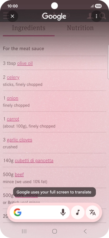 Press the translation icon. Press the translation icon.