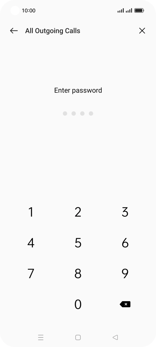 Key in your barring password. Key in your barring password.