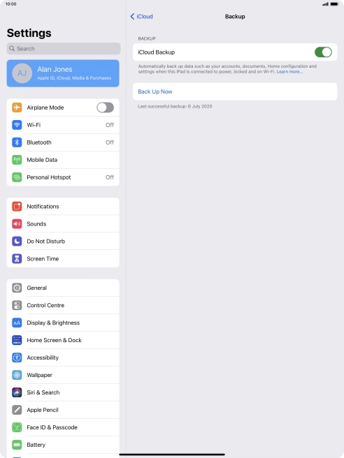 Press Back Up Now and wait while the tablet memory is backed up. Press Back Up Now and wait while the tablet memory is backed up.