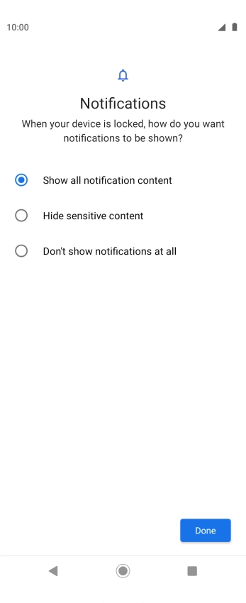 Press the required setting. Press the required setting.