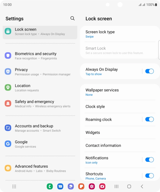 Press Screen lock type. Press Screen lock type.