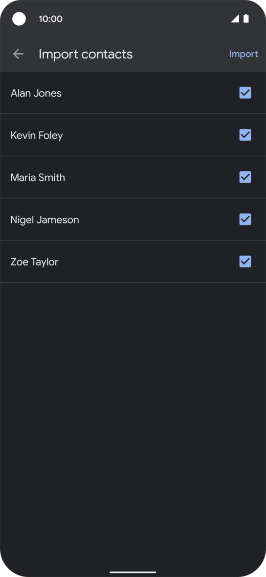 Press the fields next to the required contacts. Press the fields next to the required contacts.