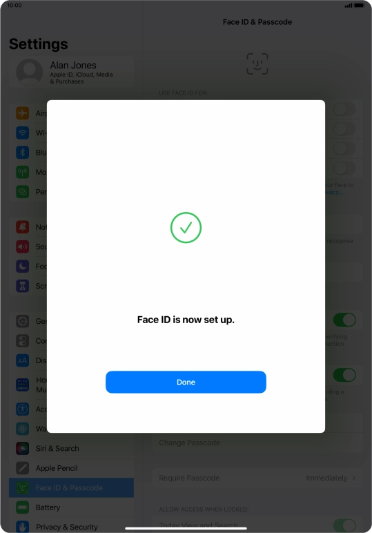 Press Done. If you haven't previously selected a lock code, key in a code of your own choice twice. Press Done. If you haven't previously selected a lock code, key in a code of your own choice twice.