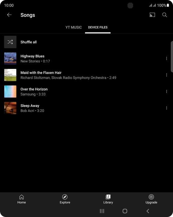 Press the required audio file. Press the required audio file.