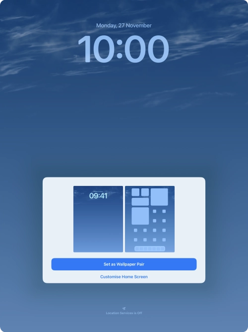To use the same colour theme on the home screen, press Set as Wallpaper Pair. To use the same colour theme on the home screen, press Set as Wallpaper Pair.