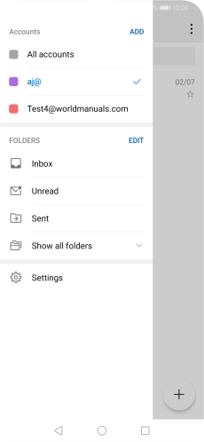Press the required email account. Press the required email account.