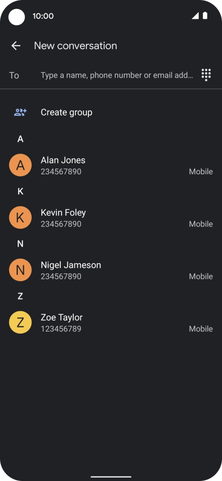 Press To and key in the first letters of the recipient's name. Press To and key in the first letters of the recipient's name.