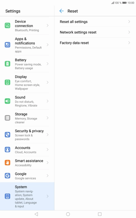 Press Factory data reset. Press Factory data reset.