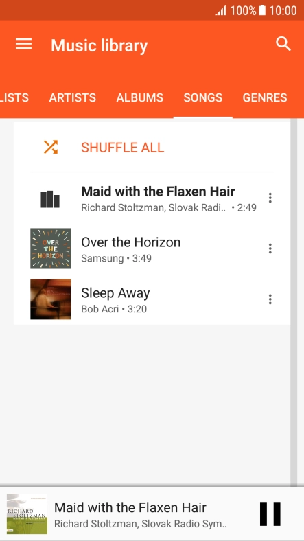Press the song title at the bottom of the screen. Press the song title at the bottom of the screen.