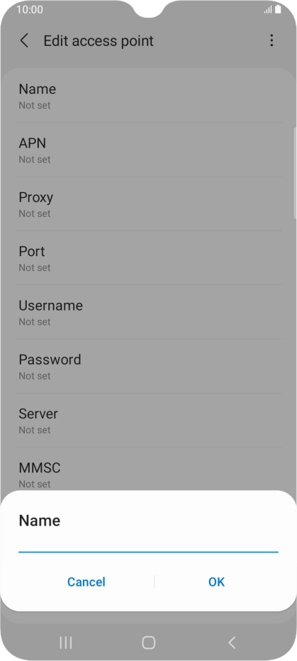 Key in EE Internet and press OK. Key in EE Internet and press OK.
