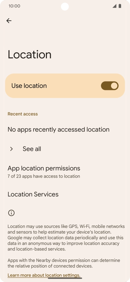 Press App location permissions. Press App location permissions.