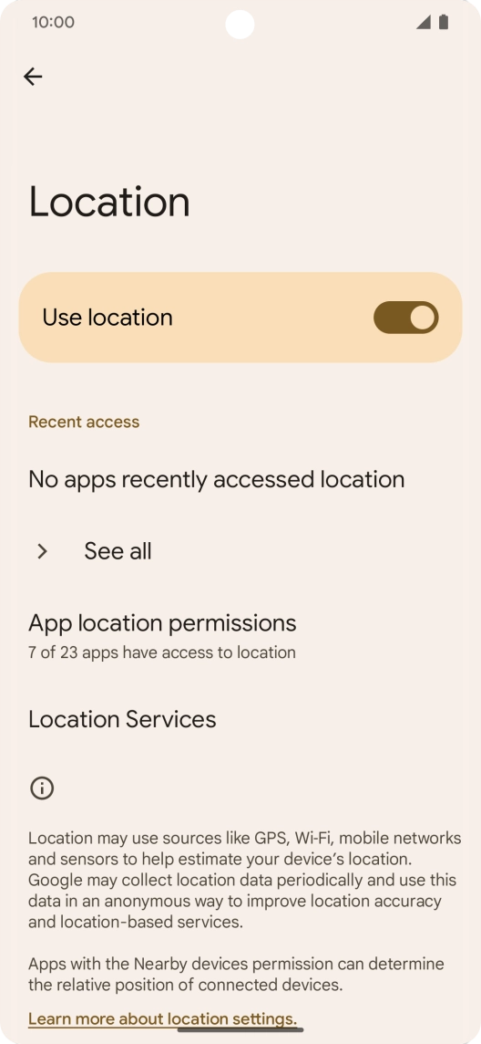 Press App location permissions. Press App location permissions.