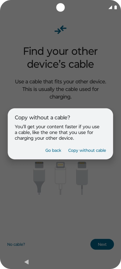 Press Copy without cable. Press Copy without cable.