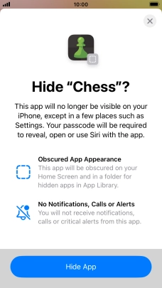 Press Hide App. Press Hide App.