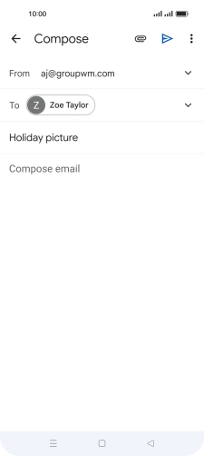 Press the text input field and write the text for your email. Press the text input field and write the text for your email.