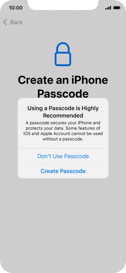 If you turn off the function, press Don't Use Passcode. If you turn off the function, press Don't Use Passcode.