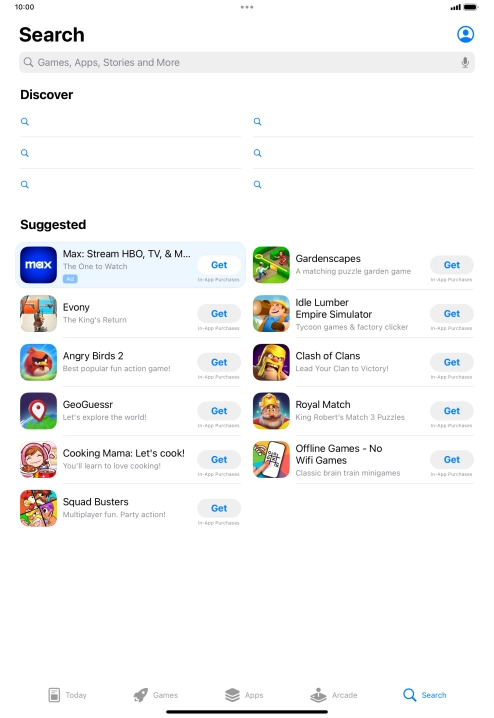 Press the search field. Press the search field.
