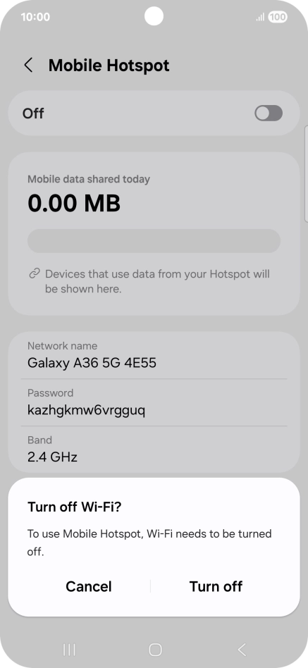 Press Turn off. Press Turn off.