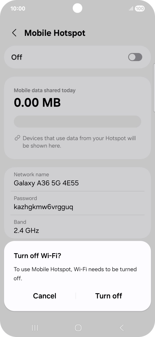 Press Turn off. Press Turn off.