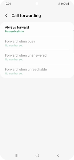 Press the required divert type. Press the required divert type.