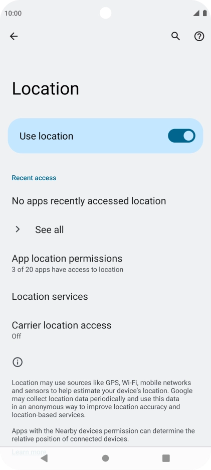 Press App location permissions. Press App location permissions.