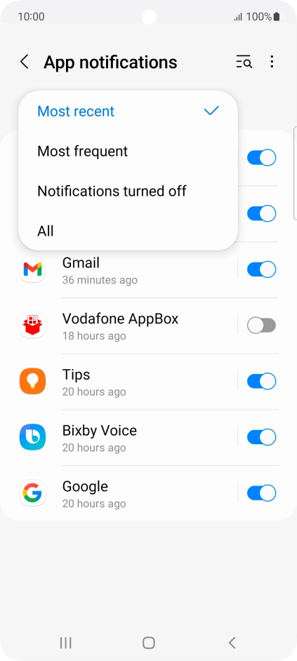 Press the required setting. Press the required setting.