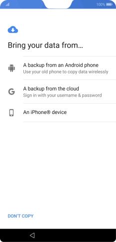 Press the required setting and follow the instructions on the screen to transfer the content from the other phone and finish the activation of your phone. Press the required setting and follow the instructions on the screen to transfer the content from the other phone and finish the activation of your phone.